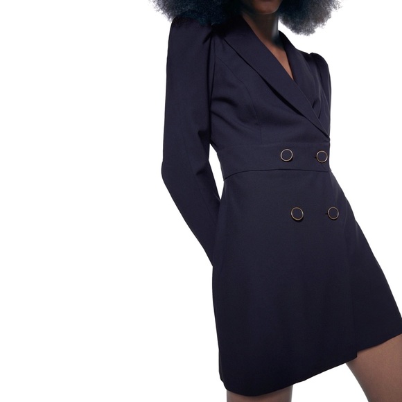 Zara NWT Black & Gold Buttoned Blazer Jumpsuit M - Picture 7 of 14